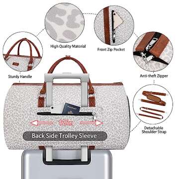 Convertible Garment Duffel Bag for Travel - Carry On Garment Bags With Toiletry Bag Large Weekender Bag for Men Women 2 in 1 Hanging Suitcase Suit Travel Duffel Overnight Bags 4pcs Set