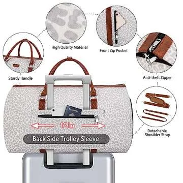 Convertible Garment Duffel Bag for Travel - Carry On Garment Bags With Toiletry Bag Large Weekender Bag for Men Women 2 in 1 Hanging Suitcase Suit Travel Duffel Overnight Bags 4pcs Set