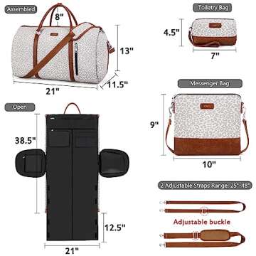 Convertible Garment Duffel Bag for Travel - Carry On Garment Bags With Toiletry Bag Large Weekender Bag for Men Women 2 in 1 Hanging Suitcase Suit Travel Duffel Overnight Bags 4pcs Set