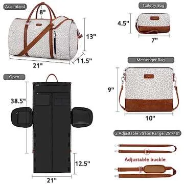 Convertible Garment Duffel Bag for Travel - Carry On Garment Bags With Toiletry Bag Large Weekender Bag for Men Women 2 in 1 Hanging Suitcase Suit Travel Duffel Overnight Bags 4pcs Set