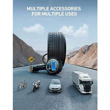 AstroAI Digital Tire Pressure Gauge with Inflator(3-250 PSI 0.1 for Display Resolution), Heavy Duty Air Chuck and Compressor Accessories with Rubber Hose and Quick Connect Coupler, Blue