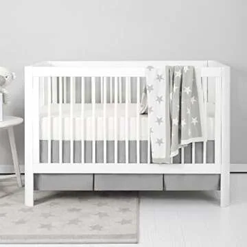 TILLYOU Charcoal Gray Pleated Crib Bed Skirt for Baby Boys Girls, 100% Natural Soft Dust Ruffle, Standard Nursery Bedding Toddler Bedskirt Solid, 14" Drop