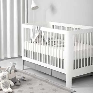 TILLYOU Charcoal Gray Pleated Crib Bed Skirt for Baby Boys Girls, 100% Natural Soft Dust Ruffle, Standard Nursery Bedding Toddler Bedskirt Solid, 14" Drop