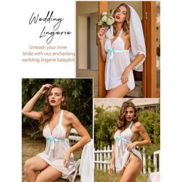 Avidlove Lingerie for Women Lace Babydoll Chemise Negligees Sexy Exotic Nightgowns Halter Nighties Sheer Mesh Nightwear