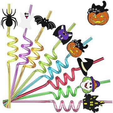 Spooky Halloween Reusable Straws - 8 Fun Designs, Eco-Friendly Party Favors
