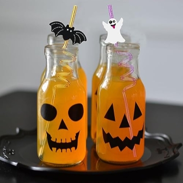 Halloween Reusable Straws 8 Designs Eco-Friendly Party Favors