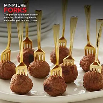 Gold Mini Forks 4 Inch (80-Count) Disposable Plastic Appetizer Fork for Cocktail Hour, Dessert Cups, Small Food Samples, Tiny Appetizers, Charcuterie Board, Wedding Reception