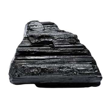 2 Pieces Black Tourmaline Raw Crystals and Healing Stones, Natural Rocks for Tumbling and DIY Raw St...