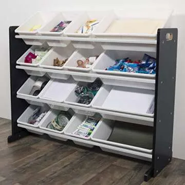 Humble Crew Supersized Toy Storage Organizer with 16 Removable Bins, Black/White – Large Toy Stora...