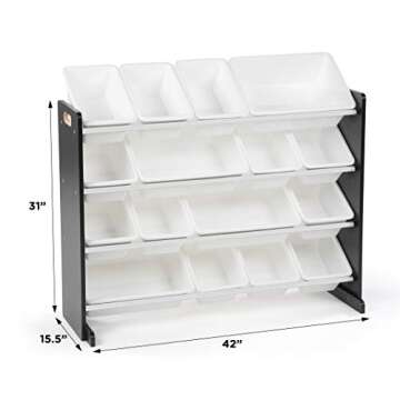 Humble Crew Supersized Toy Storage Organizer with 16 Removable Bins, Black/White – Large Toy Storage for Toddlers Ideal for Kids' Rooms, Playrooms, and Nurseries - Modern Toy Bins for Kids