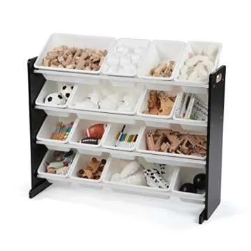 Humble Crew Supersized Toy Storage Organizer with 16 Removable Bins, Black/White – Large Toy Storage for Toddlers Ideal for Kids' Rooms, Playrooms, and Nurseries - Modern Toy Bins for Kids
