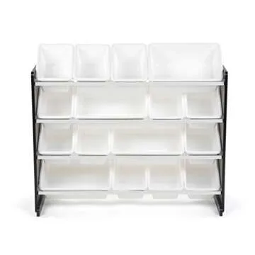 Humble Crew Supersized Toy Storage Organizer with 16 Removable Bins, Black/White – Large Toy Storage for Toddlers Ideal for Kids' Rooms, Playrooms, and Nurseries - Modern Toy Bins for Kids