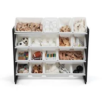 Humble Crew Supersized Toy Storage Organizer with 16 Removable Bins, Black/White – Large Toy Storage for Toddlers Ideal for Kids' Rooms, Playrooms, and Nurseries - Modern Toy Bins for Kids