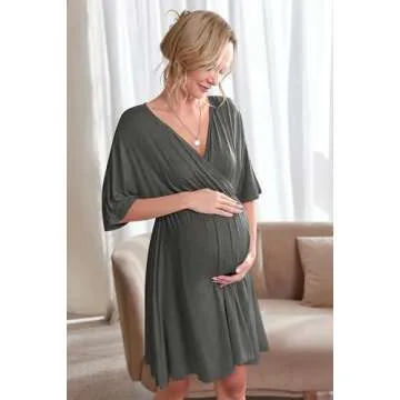 Ekouaer Maternity Nursing Gown for Pregnancy & Postpartum