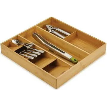 Compact Bamboo Kitchen Utensil Organizer