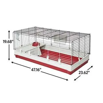 Midwest Homes for Pets Deluxe Rabbit & Guinea Pig Cage, X-Large, White & Red