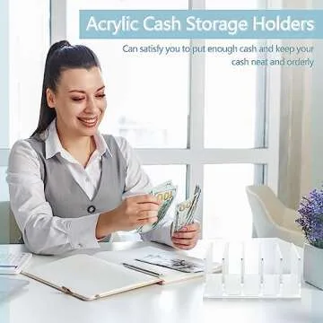 Geetery 4 Pcs Acrylic Cash Tray for Cash Stuffing Mail Sorter Organizer Clear Desk Envelope Organizer for Sorting Mail Envelope Bill Business Card Eyeshadow Palette(5 Slot)