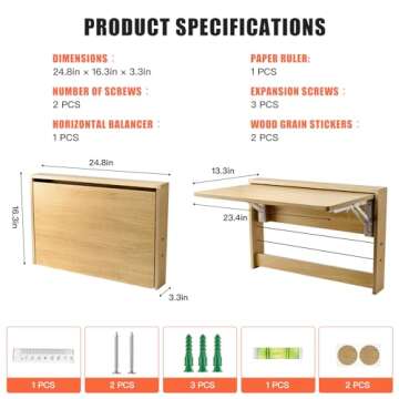 Omhuzsyo Wall Mounted Folding Table Office Desk, Suitable for Restaurants, Laundry Rooms, bedrooms, ...