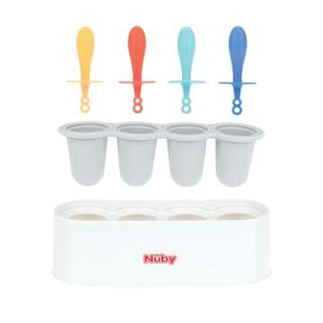 Nuby Stick Pops - (4-Count) Silicone Popsicle Molds for Toddlers and Babies 4+ Months - Easy to Make Frozen Treats or Baby Teething Relief