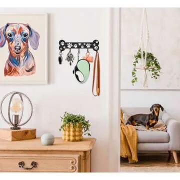 Dog Leash Holder Wall - Decorative Organizer for Dog Lovers