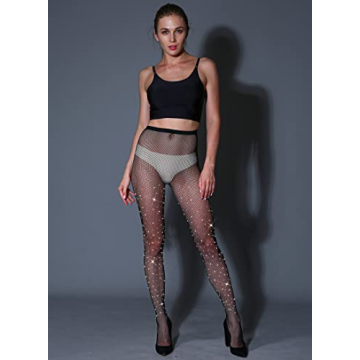 Sparkly Rhinestone Fishnet Stockings for Women