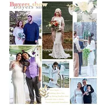 LALAGEN Women's Floral Lace Long Sleeve Off Shoulder Wedding Mermaid Dress White XL