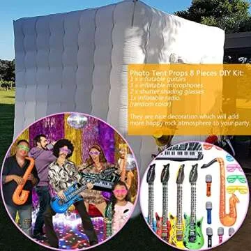 Inflatable Photo Booth Enclosure, 8.2 x 8.2ft Portable 16 Colors LED Dimmable Shooting Photobooth Tent Kit with 2 Doors and Inner Air Blower, Remote Controller, Carry Bag