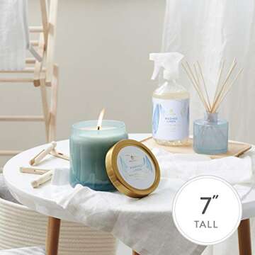 Thymes Petite Reed Diffuser Set – Includes Rattan Wood Sticks, Fragrance Oil, & Glass Bottle – Home Fragrance Oil Diffuser – Luxury Home Decor – Guest Bathroom Essentials (Washed Linen, 4 fl oz)