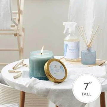 Thymes Petite Reed Diffuser Set – Includes Rattan Wood Sticks, Fragrance Oil, & Glass Bottle – Home Fragrance Oil Diffuser – Luxury Home Decor – Guest Bathroom Essentials (Washed Linen, 4 fl oz)