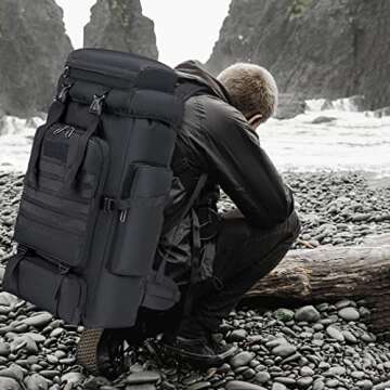 COSCOOA 80L Military Tactical Backpack for Men Large Camping Backpack Waterproof Hiking Travel Outdo...