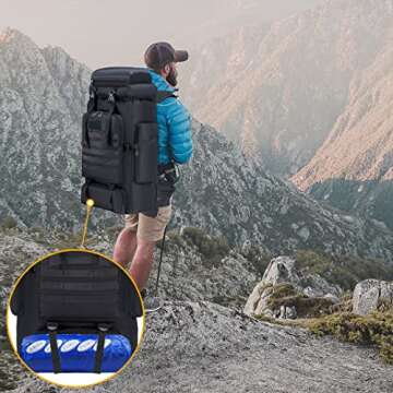 COSCOOA 80L Military Tactical Backpack for Men Large Camping Backpack Waterproof Hiking Travel Outdoor Camouflage Backpack Black