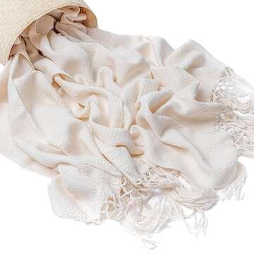 Mexican Rebozo Shawl, Ideal for Natural Birth, Doula Massage, 98.5", Ivory