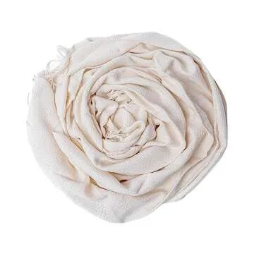 Mexican Rebozo Shawl, Ideal for Natural Birth, Doula Massage, 98.5", Ivory