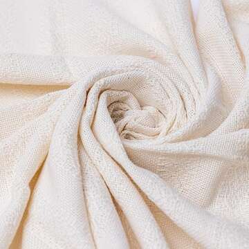 Mexican Rebozo Shawl, Ideal for Natural Birth, Doula Massage, 98.5", Ivory