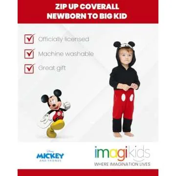 Disney Mickey Mouse Toddler Boys Zip Up Coverall 5T