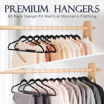 HOUSE DAY Velvet Hangers 60 Pack - Premium Non-Slip Design