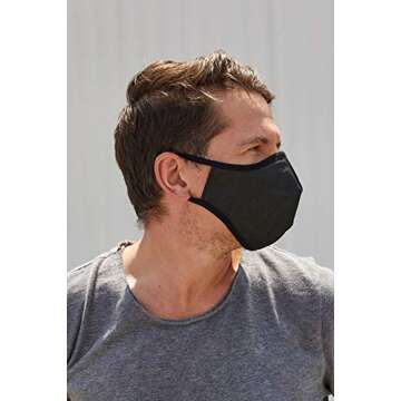 FaceGuard by MILA (3 PACK) - Full Coverage Washable & Reusable Unisex Guard - Reversible Double Layer Non-Woven Cotton Blend - 100% Made in the USA (MEDIUM-LARGE, White)