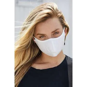 FaceGuard by MILA (3 PACK) - Full Coverage Washable & Reusable Unisex Guard - Reversible Double Layer Non-Woven Cotton Blend - 100% Made in the USA (MEDIUM-LARGE, White)