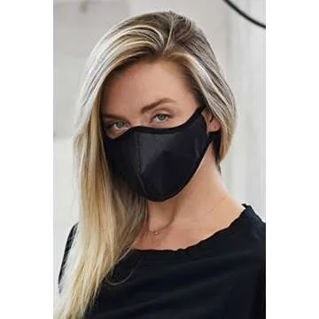 FaceGuard by MILA (3 PACK) - Full Coverage Washable & Reusable Unisex Guard - Reversible Double Layer Non-Woven Cotton Blend - 100% Made in the USA (MEDIUM-LARGE, White)