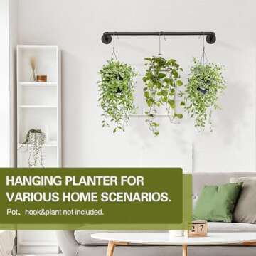 Galood Plant Hanger Indoor Hanging Planters for Indoor Plants Hanging Plant Holder Black Metal Rod(P...