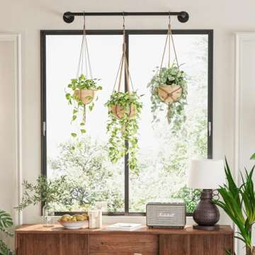 Galood Hanging Planter - Indoor Black Metal Rod for Plants
