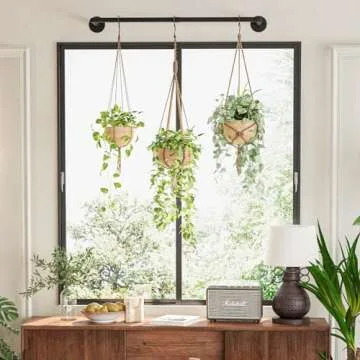 Galood Hanging Planter - Indoor Black Metal Rod for Plants