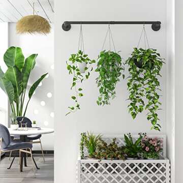 Galood Hanging Planter - Indoor Black Metal Rod for Plants
