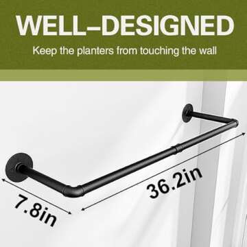 Galood Hanging Planter - Indoor Black Metal Rod for Plants