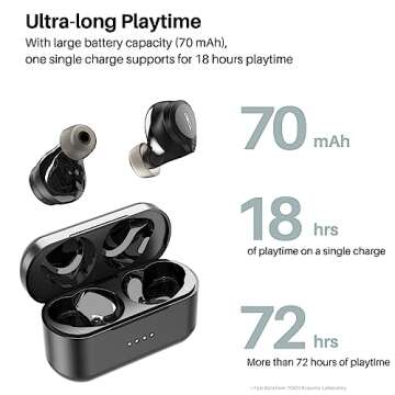TOZO New NC7 All-Function Hybrid Active Noise Cancelling Wireless Earbuds, Bluetooth 5.3 Headphones with Ultra Long 72H Playtime, in-Ear Detection, App Customization, Immersive Sound Deep Bass Headset