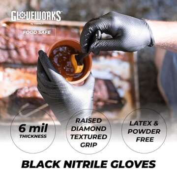 GLOVEWORKS HD Nitrile Disposable Gloves, 6Mil, Latex and Powder-Free, Food-Safe, Ideal for Industria...