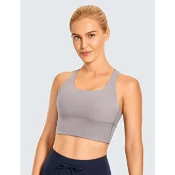 CRZ YOGA Strappy Longline Sports Bras for Women - Wirefree Padded Criss Cross Yoga Cropped Tank Tops...