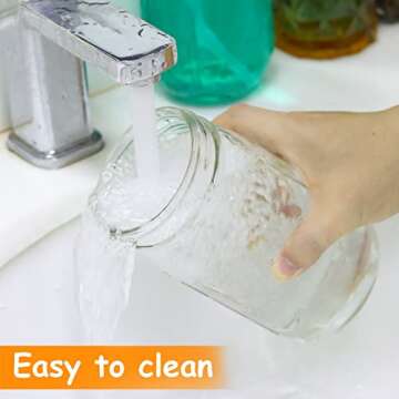 Bubble Tea Cups 2 Pack, Reusable Wide Mouth Smoothie Cups, Iced Coffee Cups With Bamboo Lids and Silver Straws Mason Jars Glass Cups, Travel Glass Drinking Bottle (32oz, Silver Straws)