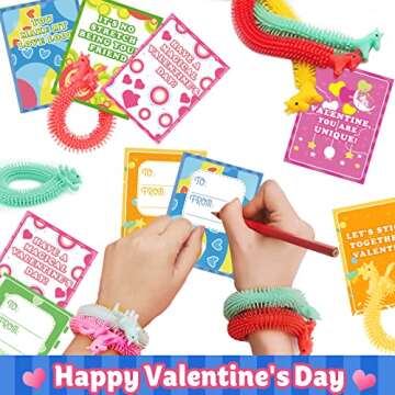 30 Pack Valentine's Day Cards for Kids with Unicorn Stretchy Strings for Classroom Valentine's Gift Exchange For School, Valentine's Party Favor for Kids, Valentine's Prizes, Stress Relief Fidget Toys