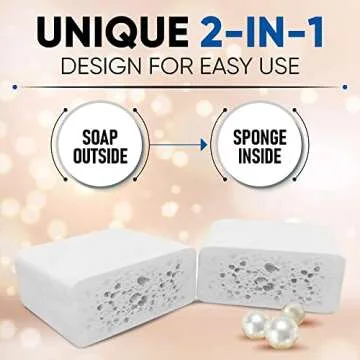 T.Taio Esponjabon Mother of Pearl Soap Sponge - Cleansing Shower Scrubber - Cleaning Bath Wash Scrub - Oil Removal - Massage & Lather Foot, Elbow, & Face - Bathroom Accessories - Fresh Scent (5-Pack)